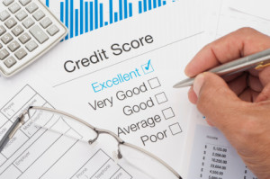 Excellent Credit Score with writing hand